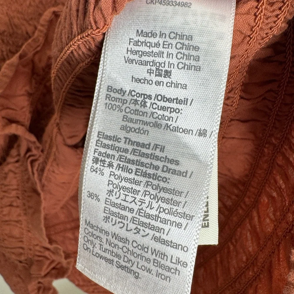 Madewell women's M Lucie bubble-sleeves Smocked poplin top boho neutral cottage - Picture 10 of 10